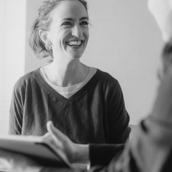 Salesperson talking to a customer