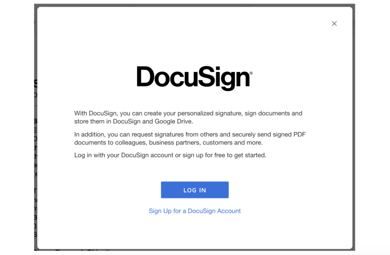 Log into DocuSign account