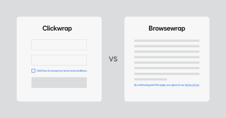 Clickwrap agreement vs Browsewrap agreement