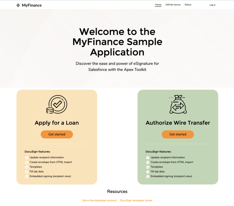 MyFinance home page