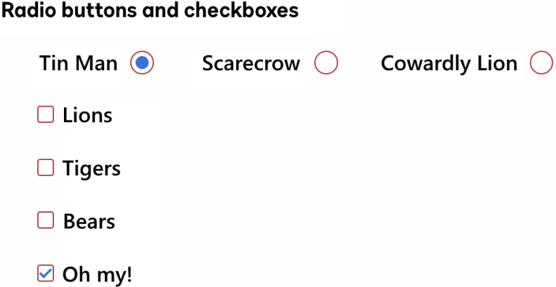 Tabs deep dive: Radio buttons and checkboxes with default selections