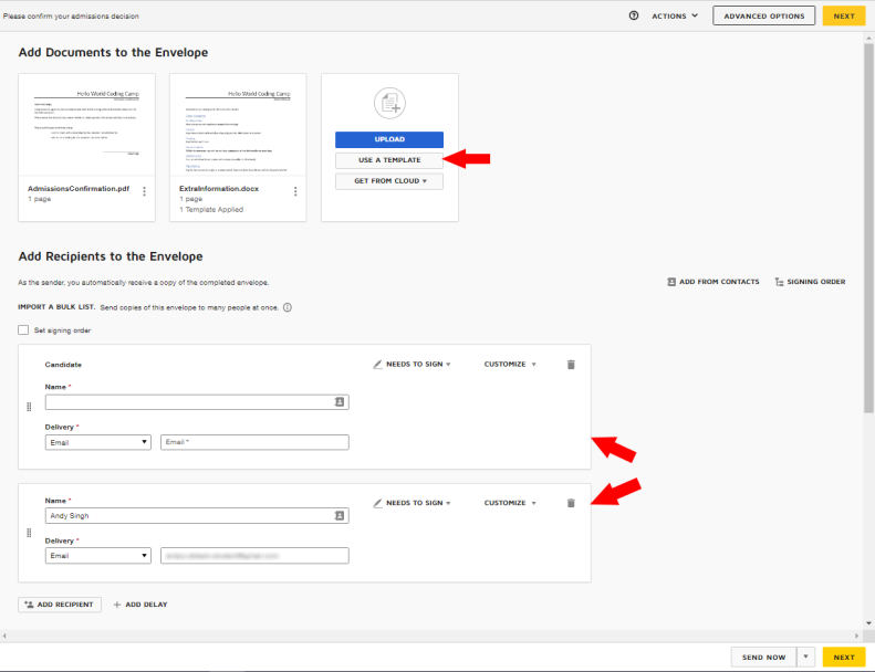 Sender View: adding a template can produce duplicate recipients