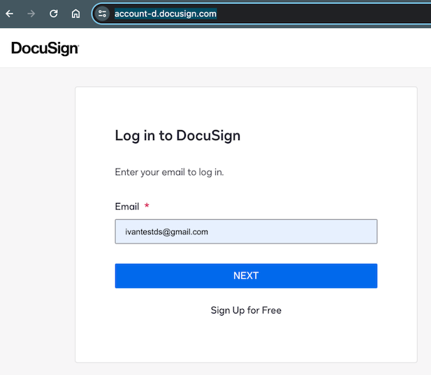 Logging in to your DocuSign account