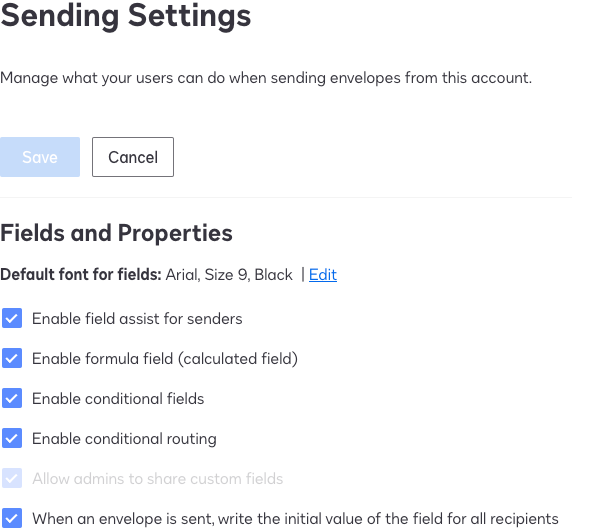 Sending Settings in Docusign eSignature