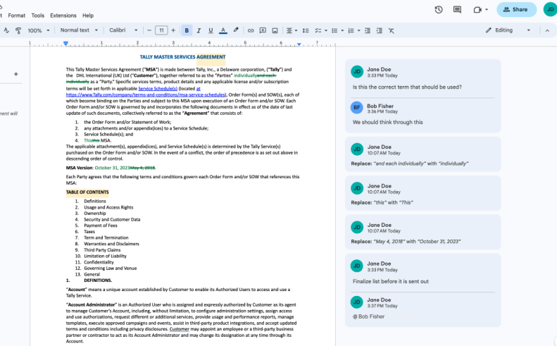 Docusign CLM and Google Docs