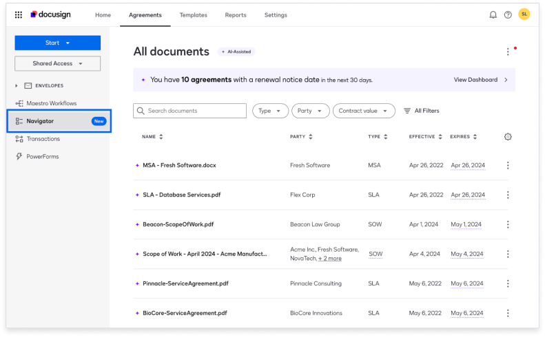 Docusign Navigator